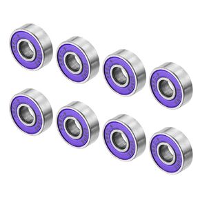 YOKIVE 8 Pack Skateboard Bearings, 608RS Deep Groove Ball Bearings, Great for Skates Roller (Purple, 8 x 22 x 7mm)