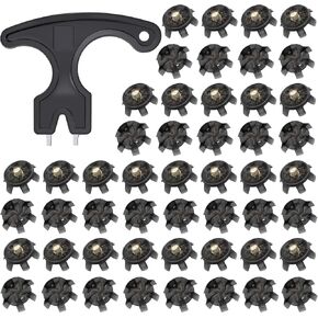51 Pcs Golf Shoe Spikes Replacements Set 50 Golf Shoe Cleats Replacement & 1 Black Golf Cleats Spanner Metal Thread Screw 6 mm Dia Golf Accessories Golf Gifts for Men Women Black