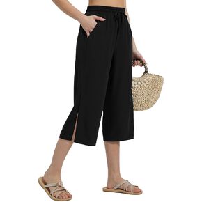 BALEAF Women's Quick Dry Swim Pants 2025 Wide Leg Beach Pants UPF50+ Lightweight Swim Capris Travel Pants with Zipper Pockets