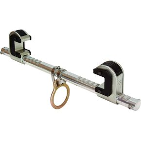 FallTech 7530 Steel, Trailing Beam Clamp Steel - Dual Ratcheting for Centering on I-beam, Machined Aluminum Bar, Steel Jaws w/Slider Pads, 4" to 14"