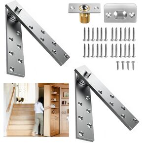Pisman Door Pivot Hinges, Hidden Door Hinge and Heavy Duty Door Hinge for Wood Secret Door, Hidden Door Bookcase, Secret Door,360 Degree Rotation Silver (No Lock Style, Large)