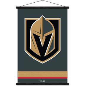Trends International NHL Vegas Golden Knights - Logo 21 Wall Poster ، 22.375 "× 34" ، Print and Black Hanger Bundle