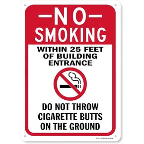BTFLFDR Designated Smoking Area Sign, 8"x12" Aluminum Please Use Cigarette Bins Provided Sign