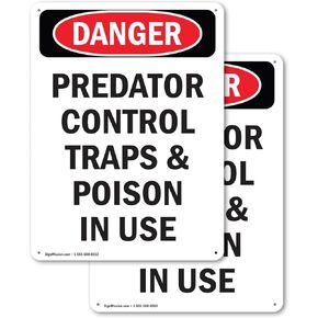 (2 Pack) Portrait Predator Control Traps OSHA Danger Sign 7 Inch X 10 Inch Plastic Sign, Weather Resistant, UV Protected for Workplace, Business, and Construction Site, Made in the USA
