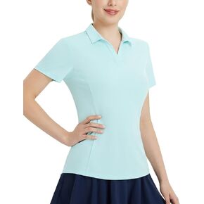 BALEAF Women's Golf Polo Shirts UPF 50+ Shorts Sleeve Collared V Neck Work Casual Tennis Shirt Quick Dry