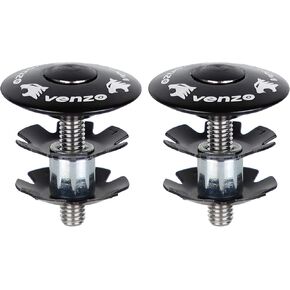 CyclingDeal Venzo Bike Bicycle Fork Tube Lightweight Alloy Star Nut 1-1/8" with Headset Cap Kits - 2 Pack