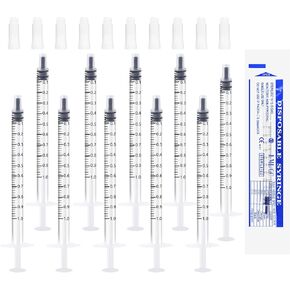 24PCS 1ml Syringes without Needle,1ml Plastic Syringes With Caps for Refilling and Measuring Liquids, Colostrum collection Kit,Pet Feeding,Plant Watering (24PCS)