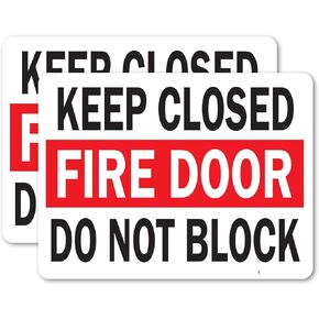 (2 Pack) Keep Closed Fire Door Do Not Block OSHA ANSI Sign 7 Inch X 5 Inch Vinyl Label Decal Sticker Weather Resistant, UV Protected for Workplace, Business, and Construction Site, Made in the USA