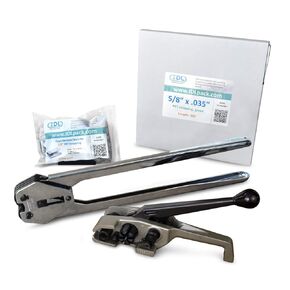 IDL Packaging 5/8" x 200' PRO Polyester (PET) Strapping Kit, 1400 lbs. Break Strength - Include Consumables for up to 100 Strapping Cycles