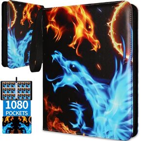 1080 Pockets Card Binder 9 Pocket, Trading Card Binder with 60 Page Removable Sleeves, Zipper Card Book Album Holder[PROTECTIVE][PLEASANT TOUCH SURFACE]