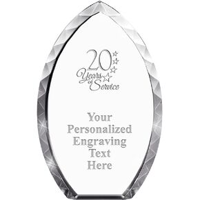 Crown Awards Customizable Crystal Trophy, 9" Engraved Tear Drop Crystal Award