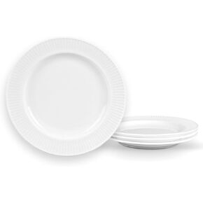 7 inch Salad Appetizer Plate Set of 4, Opal Glass Round White Plates for Dessert Kitchen, Dishwasher and Microwave Safe