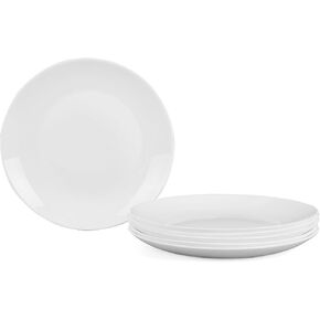 7.5 inch Salad Appetizer Plate Set of 6, Lightweight Opal Glass Round White Plates for Dessert Kitchen, Dishwasher and Microwave Safe