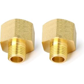 Brass Pipe Fittings, 1/4'' to 3/8" Pipe Reducer Adapter, 1/4 inch NPT Male Pipe x 3/8 inch NPT Female Hex Nipple Reducer Pipe Fitting, 1/4'' × 3/8'' Brass Reducing Pipe Connector (2-Pack)