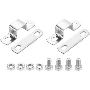 uxcell 2Pcs U Shaped Connector Bracket, 20x20mm 304 Stainless Steel Pipe Strap Clamps for Door Shed Closed Bar Holder Strut Channel