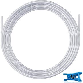 PTFE Teflon Tubing 5m with Cutter, 2.5mm ID × 4mm OD PTFE Teflon Tube Fits Direct Drive Extruder 3D Printer, for Bambu Lab A1/A1 mini/P1P/P1S/X1C for Creality K1/K1 Max/Ender 3 V3 (White)