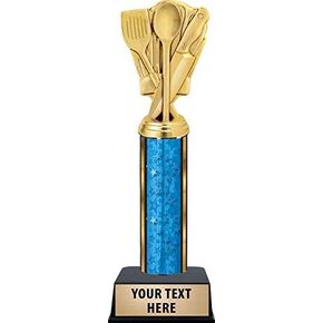 Crown Awards 11" Chili Cook Off Cooking Trophy, Engraved Chef Hat and Utensils Cooking Trophies Prime