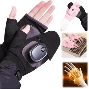 Heated Gloves for Women, Upgraded Smart Thermostatic Electric Heated Fingerless Gloves Rechargeable for Women Men, Winter Hand Warmer for Work Cycling Skiing Outdoor Snow