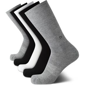 Calvin Klein Men's Crew Socks - 5 Pack Cushioned Athletic Mid Calf Socks - Breathable Sports Socks for Men (Sizes: 7-12)