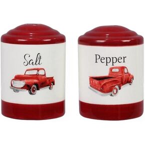 Ceramic Vintage Pickup Truck Salt and Pepper Shakers, Unique Rustic Salt & Pepper Shaker Set for Kitchen Counter, Country Home Tabletop Decor Accents