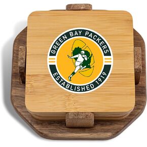 The Memory Company | Licensed NFL 4-Pack Wood Inlay Coaster Set with Holder,Washington Commanders