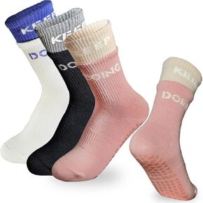 MR.KM 3 Pairs Yoga Socks Pilates Socks with Grips for Men Women Non-Slip Grip Socks High Ankle for Pure Barre, Ballet, Dance, Workout, Hospital
