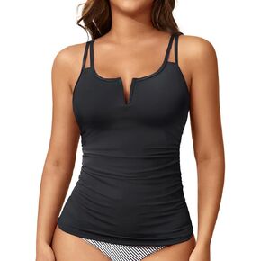 Women Tankini Bathing Suit Top - Ruched Tummy Control Swimsuit Top Modest Swim Tank Top Only No Bottom 2025