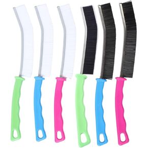 6pcs crevice gap cleanting bristle bristle frishes for small paces تنظيف أدوات تنظيف الشقوق متعددة الوظائف لأسطح المطبخ ، وأخدود النوافذ ، والبلاط والحنفيات (مقبض ملون)