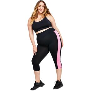Women's Plus Colorblocked Capri Leggings Black Size Medium