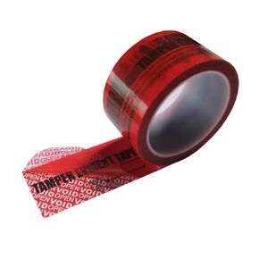1 Roll 100% Total Transfer Tamper Evident Security Seal Tape (50mm x 50m x 2mil, Ultra-Thick “Void" Film, Red)
