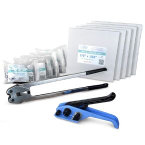 IDL Packaging - BM.PSK.58.1000 5/8" x 1000' Polyester (PET) Strapping Kit, 1400 lbs. Break Strength - Include Consumables for up to 500 Strapping Cycles