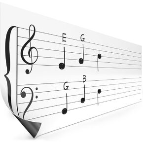 SCRIBBLEDO Large 45"x17" Dry Erase Magnet Music Staff Lined – Essential Music Classroom Supplies for Music Teacher Must Haves Perfect for Teaching Little Fingers to Play Music Staff Whiteboard Magnet