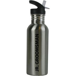 CustomGiftsNow Jr. Groomsman 20-Ounce 600ML 20-Ounce Silver Stainless Steel Water Bottle with Straw Top Lid