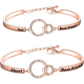 FEELMEM Tall and Short Best Friends Matching Bracelet Friendship Jewelry Gifts Best Friend Bracelet Set of 2 BFF Friendship Gifts for Women