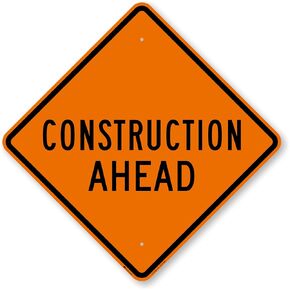 SmartSign 24 x 24 inch “Construction Ahead" Metal Sign, 80 mil Aluminum, 3M Laminated Engineer Grade Reflective Material, Black, Silver and Orange