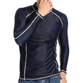 Actleis Men's Long Sleeve Rash Guard, UPF50+ UV Sun Protection Swimming Shirts Quick Dry Surf Tee