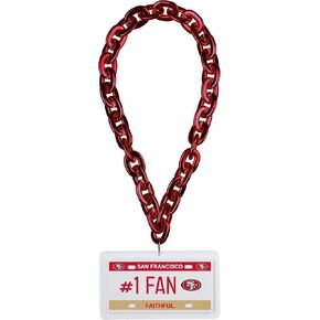 FOCO San Francisco 49ers NFL #1 Fan License Plate Team Necklace Chain, Red