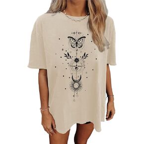 CSDAJIO Women's Casual Short Sleeve Loose Shirt Oversized T-Shirt Trendy Going Out Crew Neck Summer Graphic Tees in Kuwait