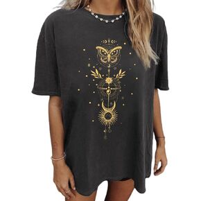 CSDAJIO Women's Casual Short Sleeve Loose Shirt Oversized T-Shirt Trendy Going Out Crew Neck Summer Graphic Tees in Kuwait