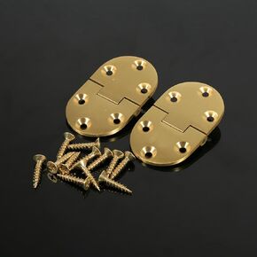 2pcs Brass Butler Tray Hinge Set, 2-1/2"x1-1/2 Round Hinge with Screws Flap