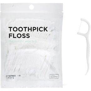 Micro Dental Floss Picks, Easy Grip Handle Floss Sticks, Travel Floss Toothpicks Storage with Sure-Zip Seal, 100 Count (1)