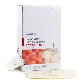 McKesson Perry Latex Surgical Gloves [50 Pairs] Sterile, Disposable, Powder-Free, Professional Medical and Healthcare, Size 8.0, Cream
