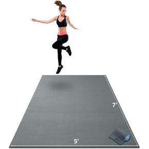 Gorilla Mats Premium Large Exercise Mat – 7' x 5' x 1/4" Ultra Durable, Non-Slip, Workout Mat for Instant Home Gym Flooring – Works Great on Any Floor Type or Carpet – Use With or Without Shoes