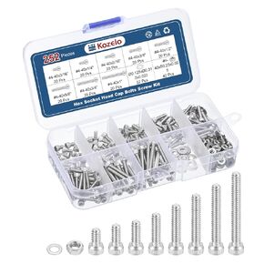 252pcs #4-40 Socket Head Cap Screws Bolts Nuts Assortment Kit - [3/16" to 1"] 304 Stainless Steel Allen Socket Drive for 3D Printer