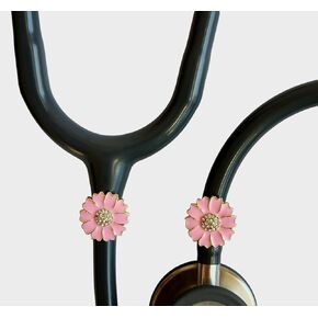 2 Pack Camellia Flower Bling Stethoscope Charms, Stethoscope Id Tag,Stethoscope Accessorie, Medical Gift, Gift for Nurses and Doctors,Medical Students, Medical Workers. (Pink)