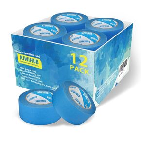 12 Rolls 2" (1.88"/48mm) X 55 Yards Pro-Grade Blue Painters Tape, Medium Adhesive That Sticks Well but Leaves no Residue Behind