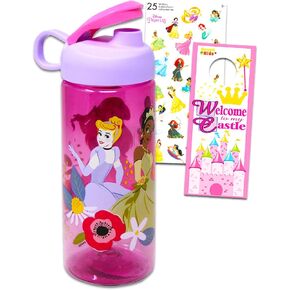 Disney Princess Water Bottle for Girls Set - Disney Princess Gift Bundle with 16.5 Oz Princess Water Bottle Plus Stickers, More | Princess Water Bottle