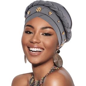 African Women Turban Caps Pre-Tied Twisted Turbans for Women Head Scarf for Women Hair Wraps Cover Beanie