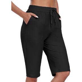 MoFiz Womens 13" Knee Length Hiking Cargo Shorts Quick Dry Water Resistant Athletic Travel Golf Bermuda Shorts with 3 Pockets
