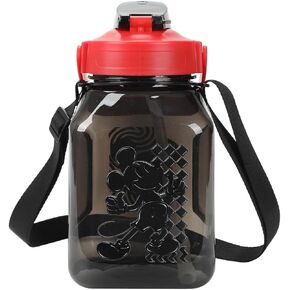 Bioworld Disney Mickey Mouse Ears 50 Oz Black Water Bottle With Carrying Strap
